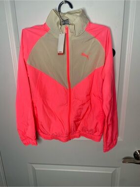 Puma Neon Pink and Cream Women's Bomber Jacket